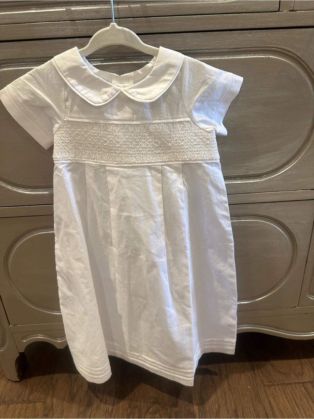 Mud Pie White Smocked Peter Pan Collar Dress